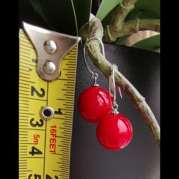 NEW Sterling silver red agate earrings - Picture 2 of 3